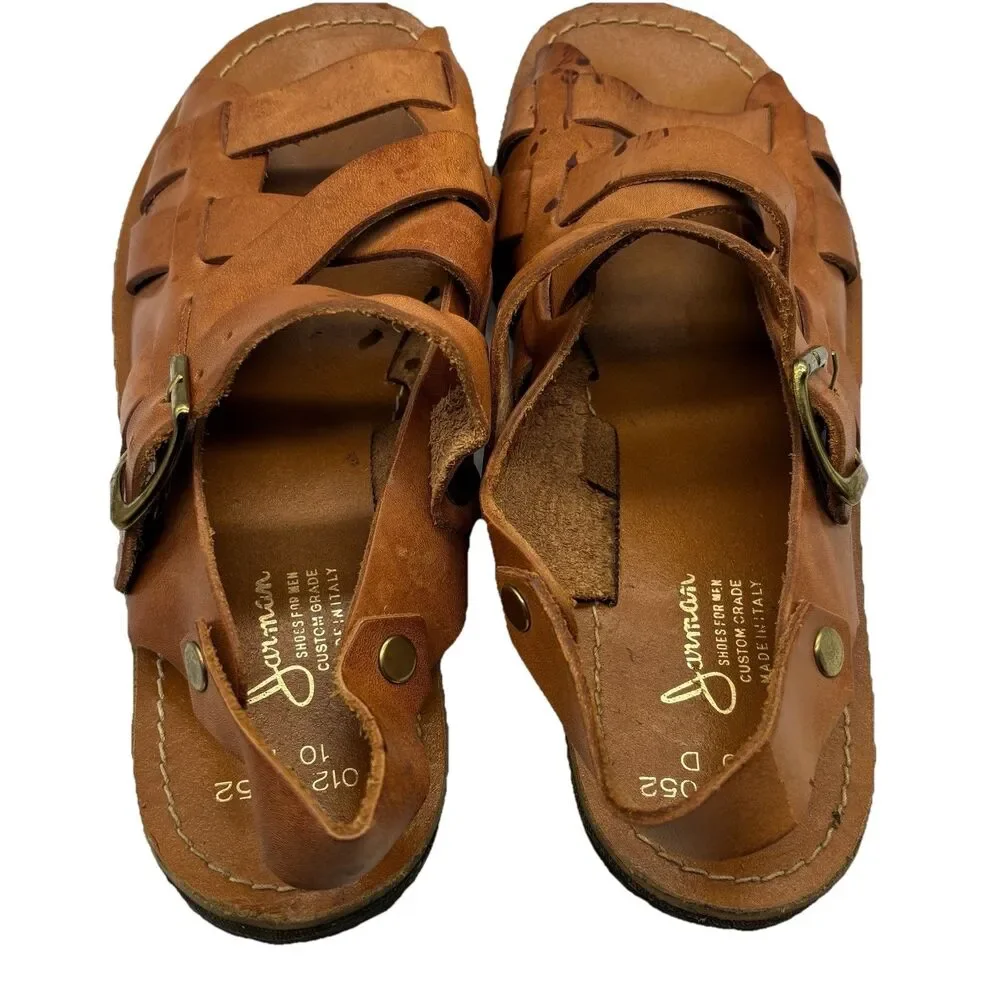 Jarman Italy Leather Sandals Mens 10 D Brown Gladiator Fisherman Jesus Mule